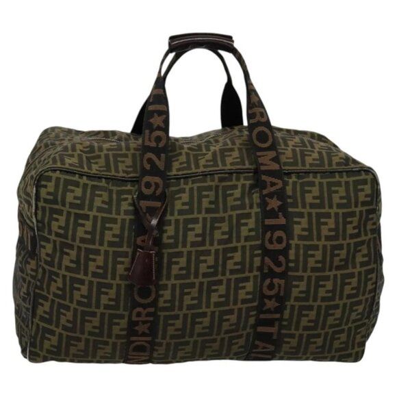 FENDI Zucca Canvas Boston Bag Brown Black Auth BA4042 - Picture 11 of 15